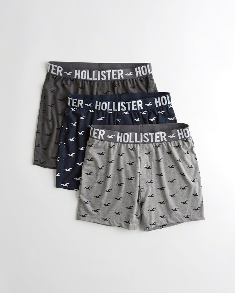 Mutande Hollister Uomo Knit Boxer 3-Pack Grigie Scuro Blu Marino Grigie Italia (941GCUPS)